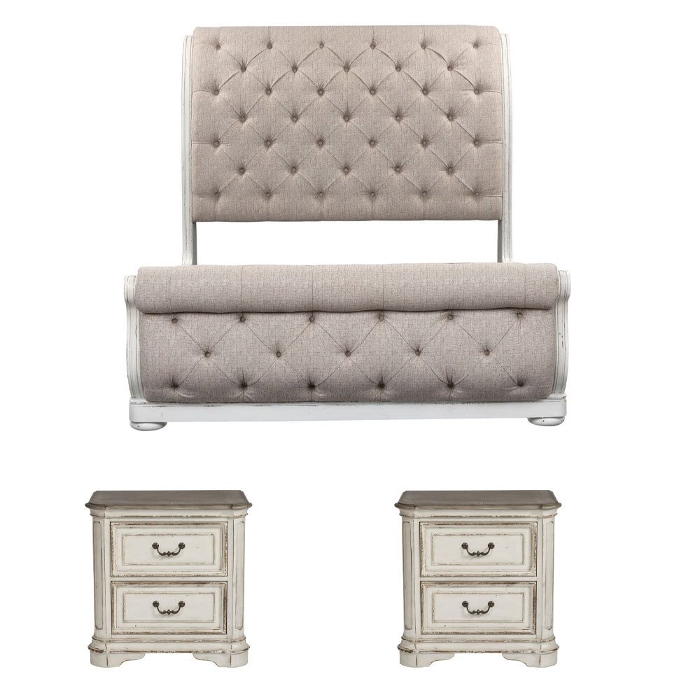 Liberty Furniture - Magnolia Manor King Uph Sleigh Bed, 2 Nightstands - 244-BR-KUSL2NS view 1