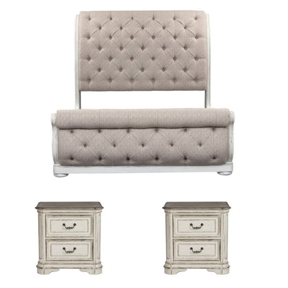 Liberty Furniture - Magnolia Manor King Uph Sleigh Bed, 2 Nightstands - 244-BR-KUSL2NS view 1