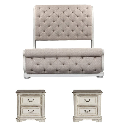 Liberty Furniture - Magnolia Manor King Uph Sleigh Bed, 2 Nightstands - 244-BR-KUSL2NS view 1
