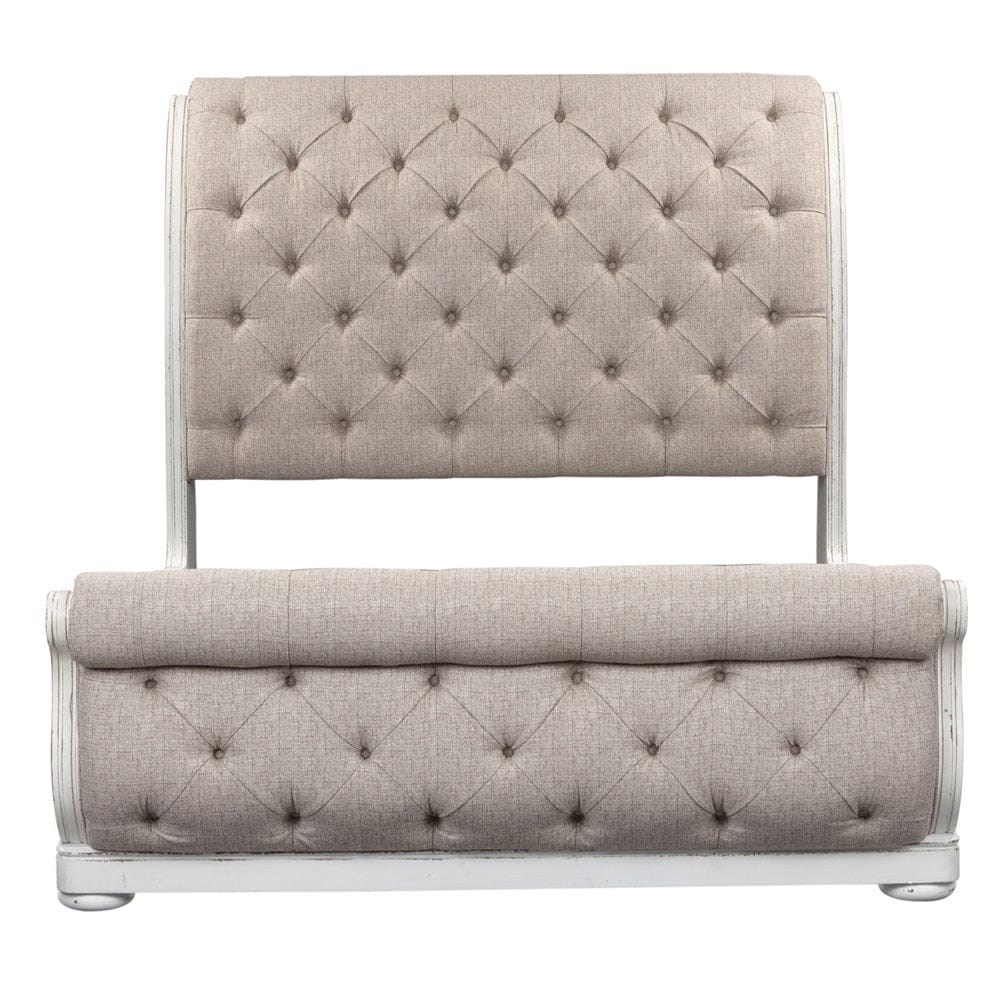 Liberty Furniture - Magnolia Manor - King Uph Sleigh Bed, Dresser & Mirror, Chest in White - 244-BR-KUSLDMC view 3