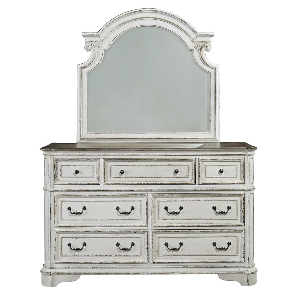 Liberty Furniture - Magnolia Manor - King Uph Sleigh Bed, Dresser & Mirror in White - 244-BR-KUSLDM view 4
