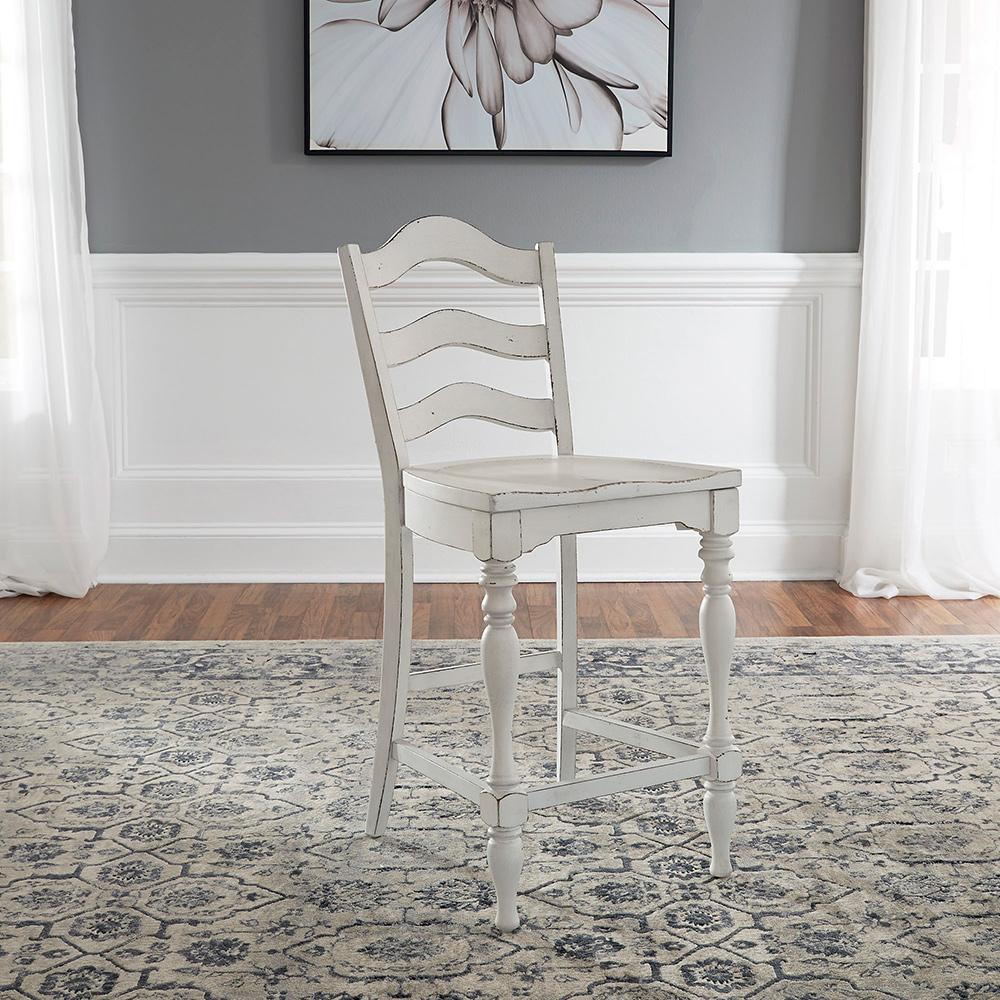 Liberty Furniture - Magnolia Manor Ladder Back Counter Chair  in Antique White & Weathered Bark - 244-B200024 veiw 1