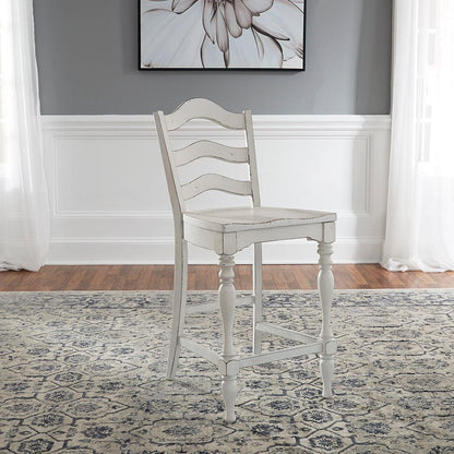 Liberty Furniture - Magnolia Manor Ladder Back Counter Chair  in Antique White & Weathered Bark - 244-B200024 veiw 1