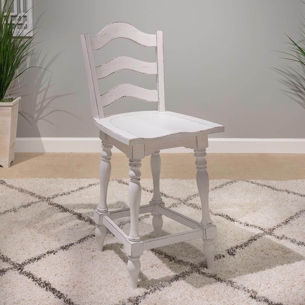 Liberty Furniture - Magnolia Manor Ladderback Swivel Counter Height Chair in Antique White & Weathered Bark - 244-B200324 veiw 1