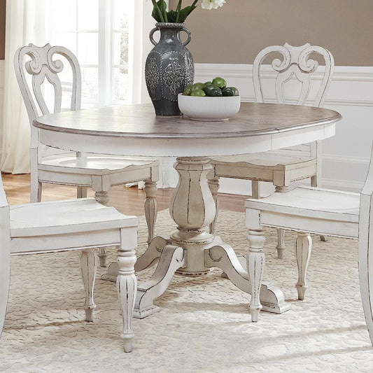 Liberty Furniture - Magnolia Manor Pedestal Table in Antique White & Weathered Bark - 244-DR-PED veiw 1
