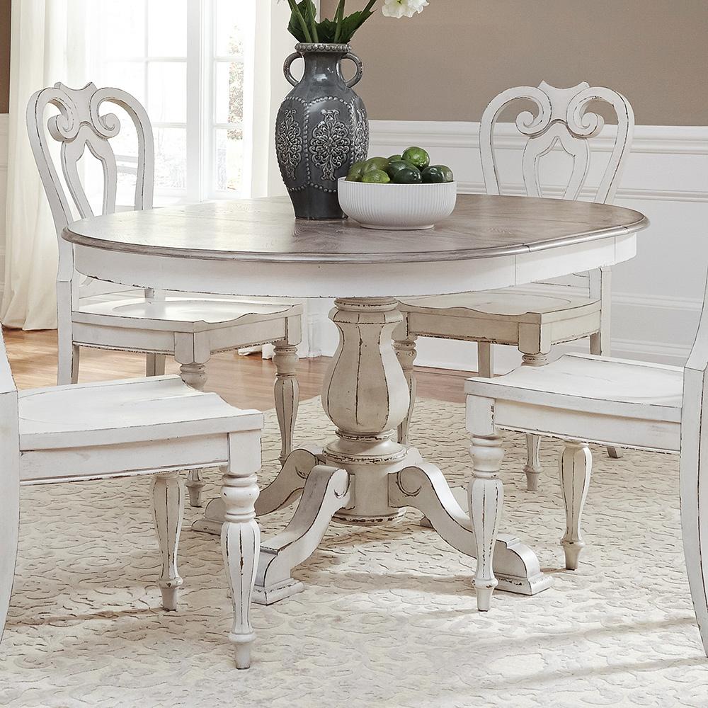 Liberty Furniture - Magnolia Manor Pedestal Table in Antique White & Weathered Bark - 244-DR-PED view 2