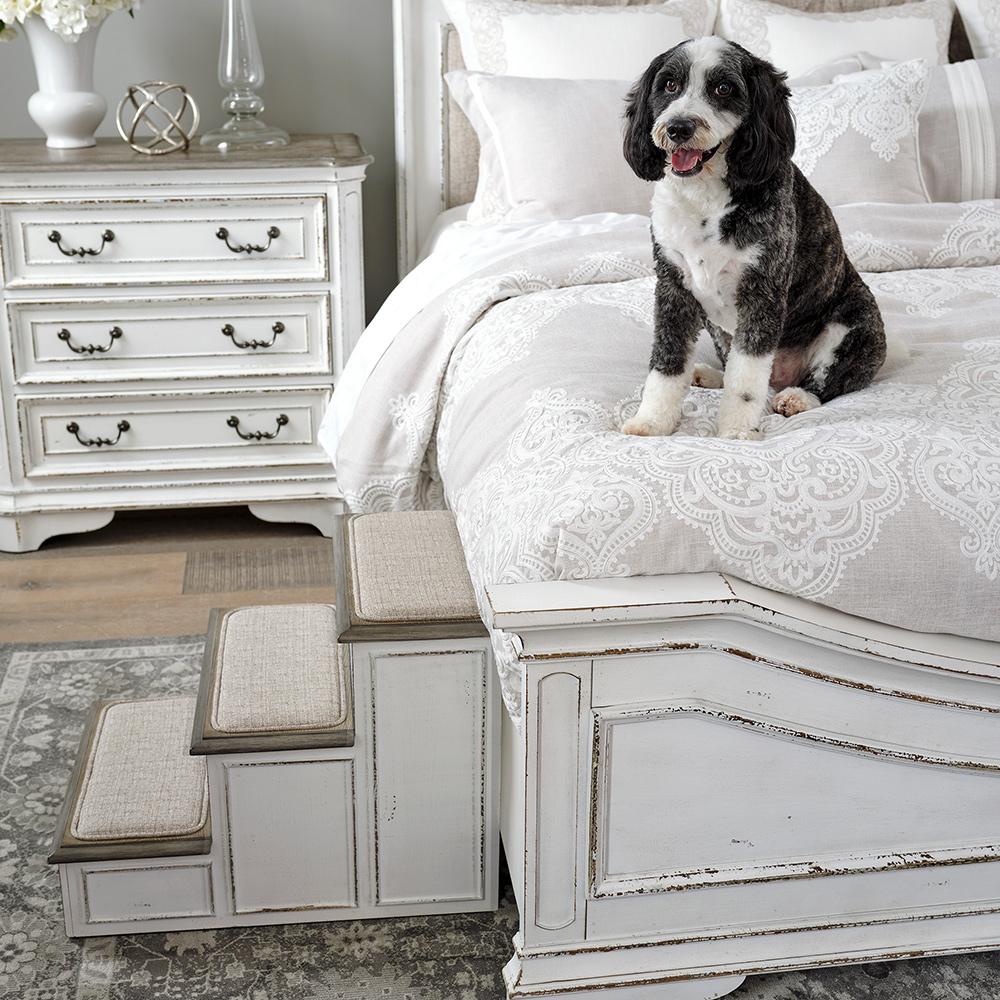 Liberty Furniture - Magnolia Manor Pet Steps in Antique White & Weathered Bark - 244-BR1000 veiw 3