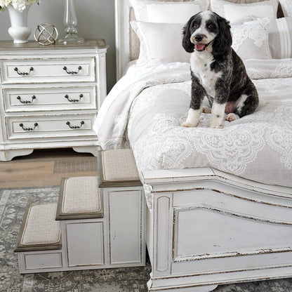 Liberty Furniture - Magnolia Manor Pet Steps in Antique White & Weathered Bark - 244-BR1000 veiw 3