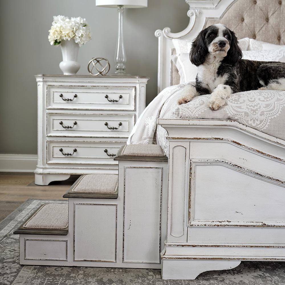 Liberty Furniture - Magnolia Manor Pet Steps in Antique White & Weathered Bark - 244-BR1000 veiw 4