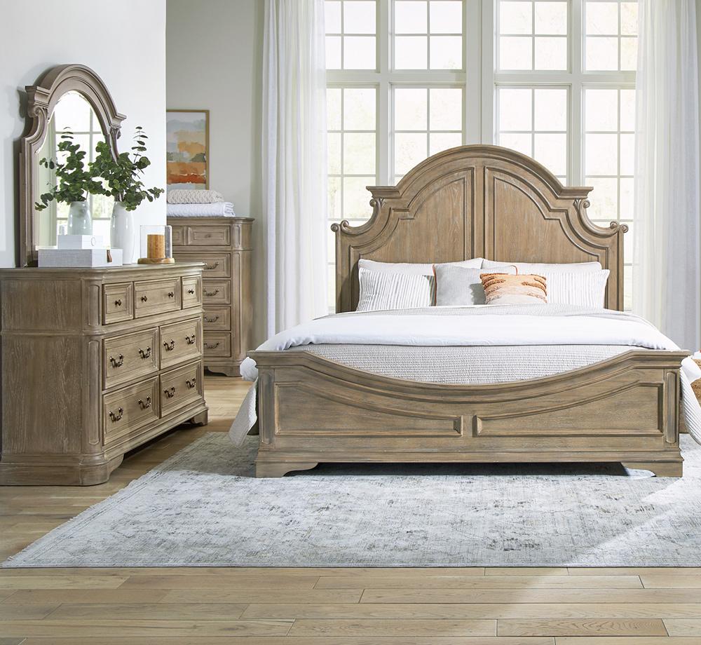 Liberty Furniture - Magnolia Manor Queen Panel Bed, Dresser & Mirror, Chest  in Weathered Bisque - 244N-BR-QPBDMC veiw 1