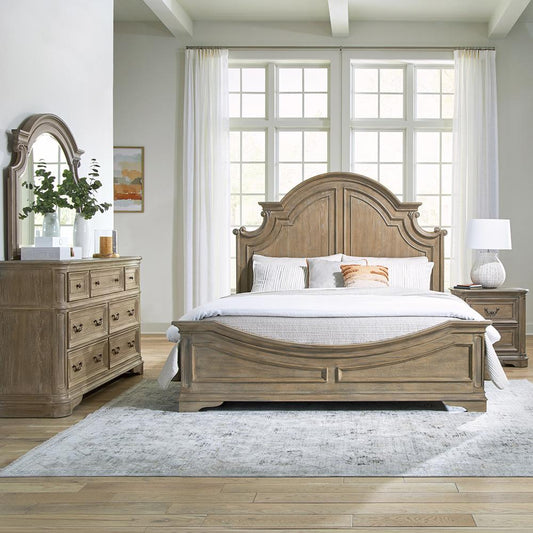 Liberty Furniture - Magnolia Manor Queen Panel Bed, Dresser & Mirror, Night Stand  in Weathered Bisque - 244N-BR-QPBDMN veiw 1
