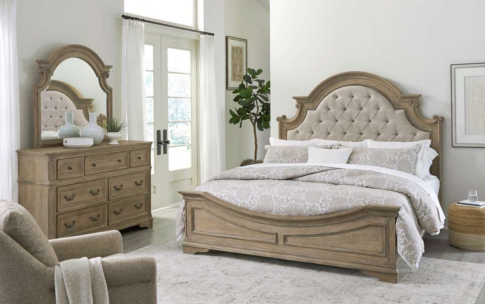 Liberty Furniture - Magnolia Manor Queen Uph Bed, Dresser & Mirror  - 244N-BR-QUBDM veiw 1