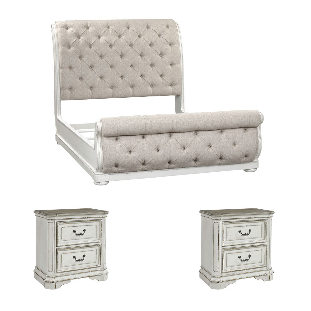 Liberty Furniture - Magnolia Manor Queen Uph Sleigh Bed, 2 Nightstands - 244-BR-QUSL2NS view 1