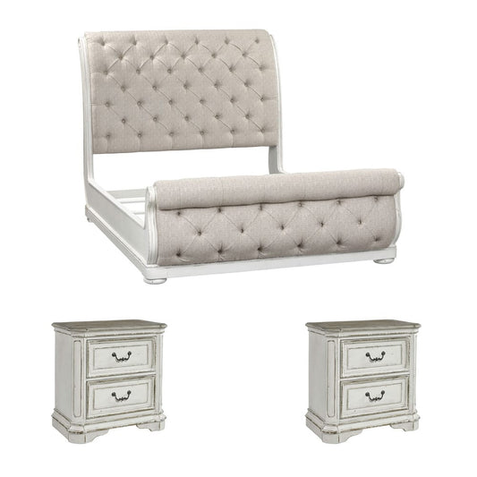 Liberty Furniture - Magnolia Manor Queen Uph Sleigh Bed, 2 Nightstands - 244-BR-QUSL2NS view 1