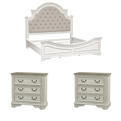 Liberty Furniture - Magnolia Manor Queen Upholstered Bed, 2 Bedside Chests - 244-BR-QUB2BSC view 1