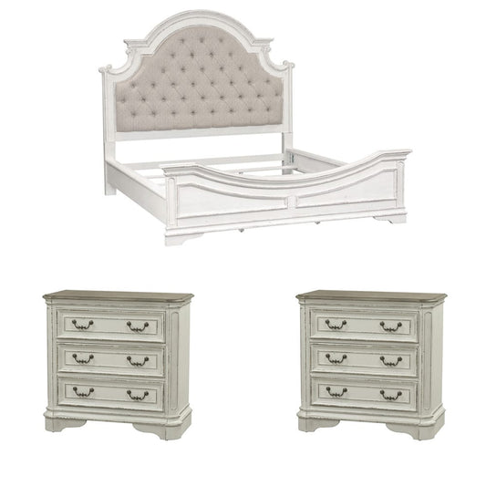 Liberty Furniture - Magnolia Manor Queen Upholstered Bed, 2 Bedside Chests - 244-BR-QUB2BSC view 1