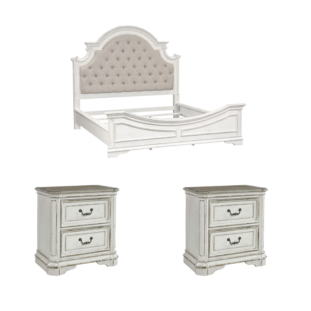 Liberty Furniture - Magnolia Manor Queen Upholstered Bed, 2 Nightstands - 244-BR-QUB2NS view 1