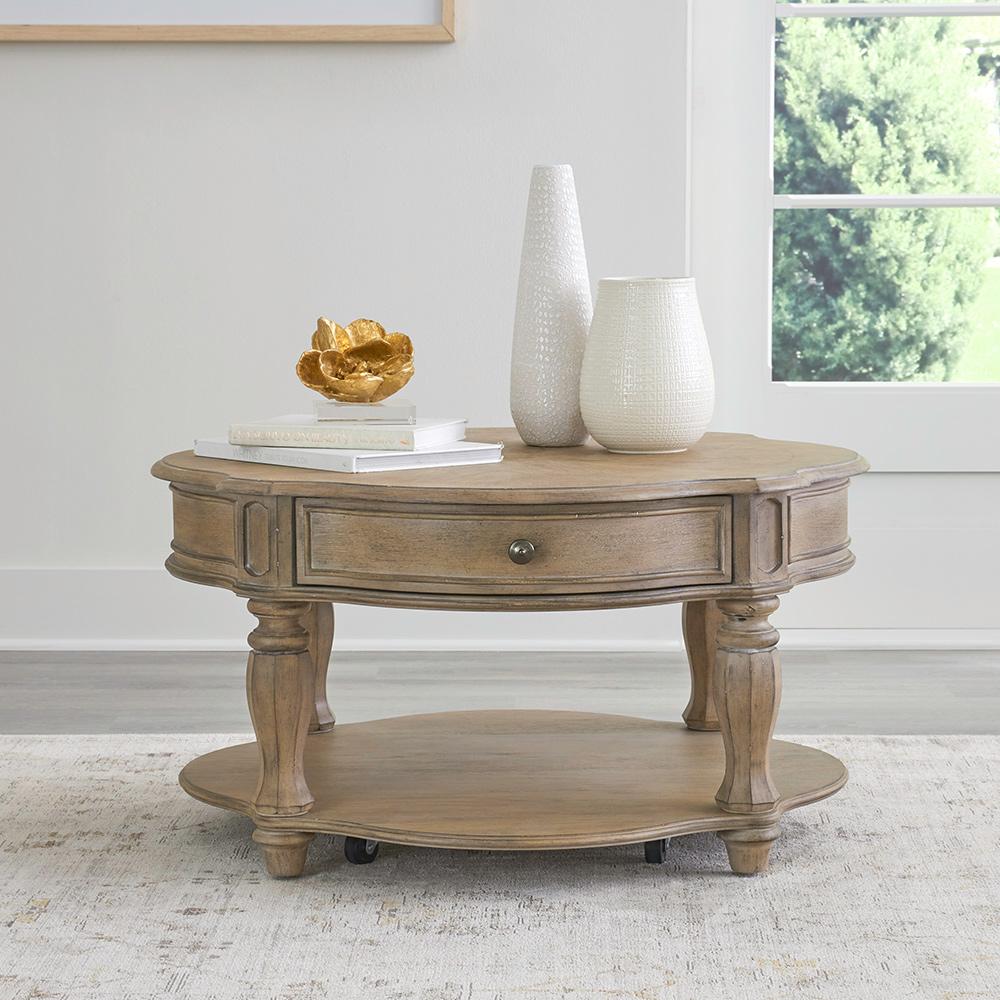 Liberty Furniture - Magnolia Manor Round Cocktail Table in Weathered Bisque - 244N-OT1011 veiw 1
