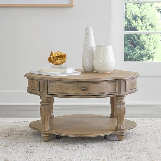 Liberty Furniture - Magnolia Manor Round Cocktail Table in Weathered Bisque - 244N-OT1011 veiw 1