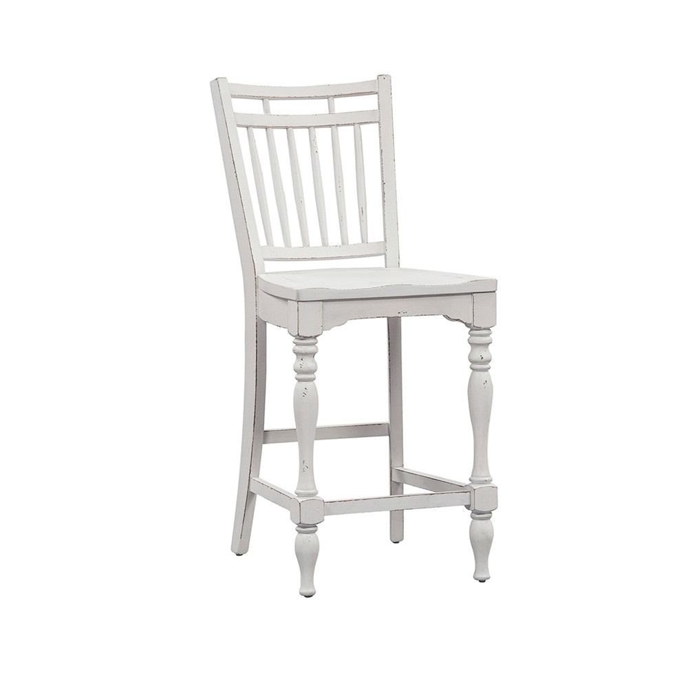 Liberty Furniture - Magnolia Manor Spindle Back Counter Chair  in Antique White & Weathered Bark - 244-B400024 veiw 2