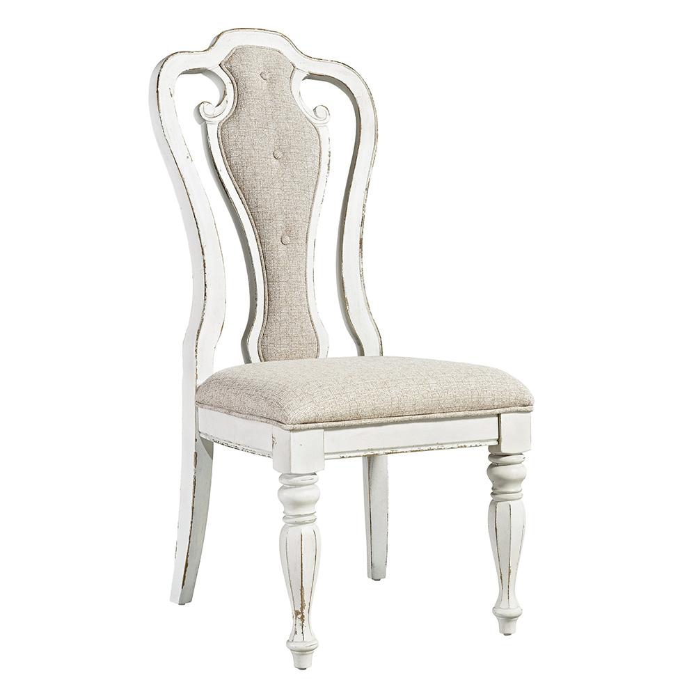Liberty Furniture - Magnolia Manor Splat Back Uph Side Chair  in Antique White & Weathered Bark - 244-C2501S veiw 2