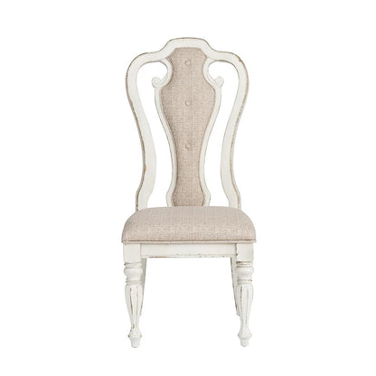 Liberty Furniture - Magnolia Manor Splat Back Uph Side Chair  in Antique White & Weathered Bark - 244-C2501S veiw 3