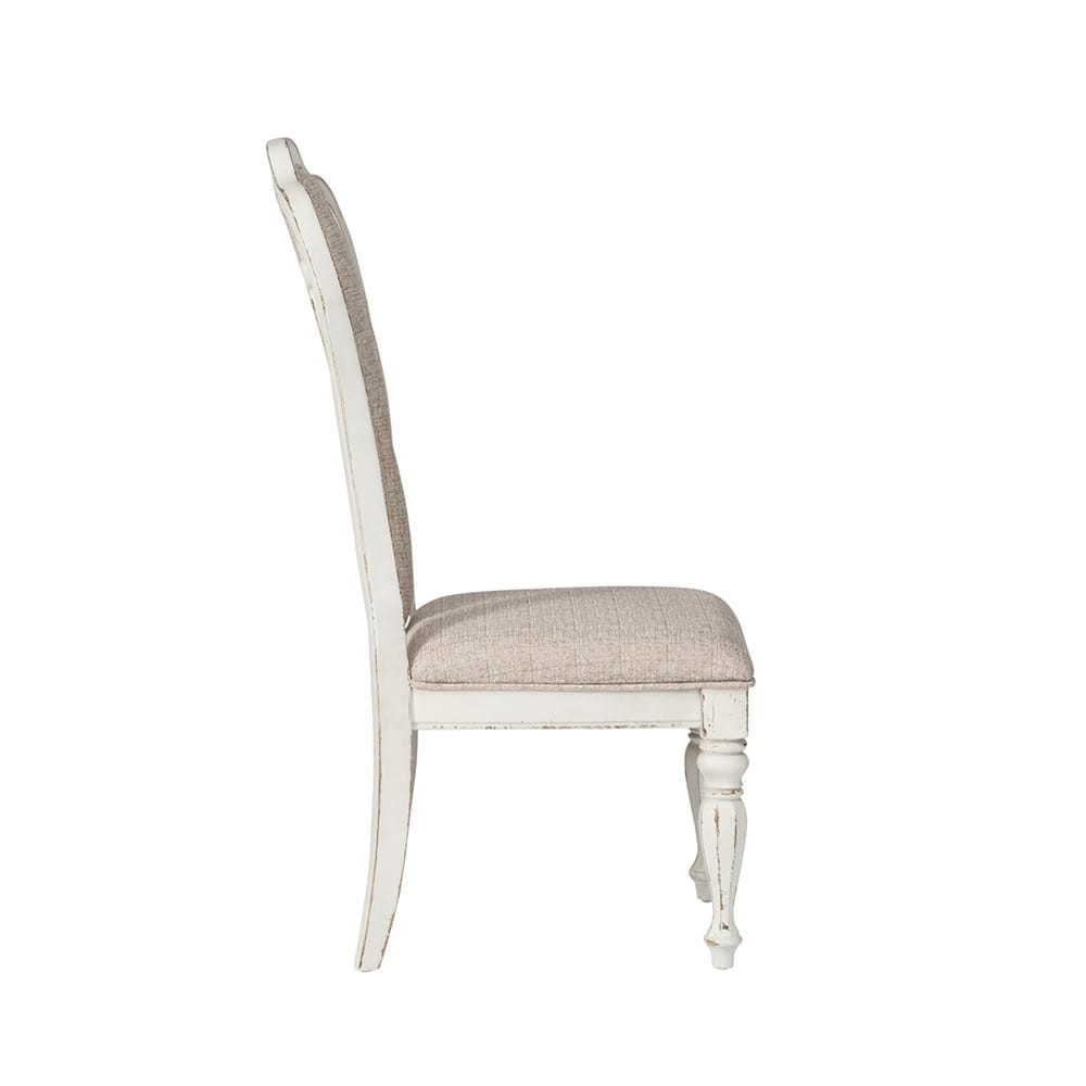 Liberty Furniture - Magnolia Manor Splat Back Uph Side Chair  in Antique White & Weathered Bark - 244-C2501S veiw 4