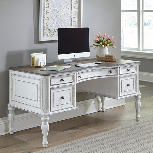Liberty Furniture - Magnolia Manor Writing Desk in Antique White & Weathered Bark - 244-HO110 veiw 1