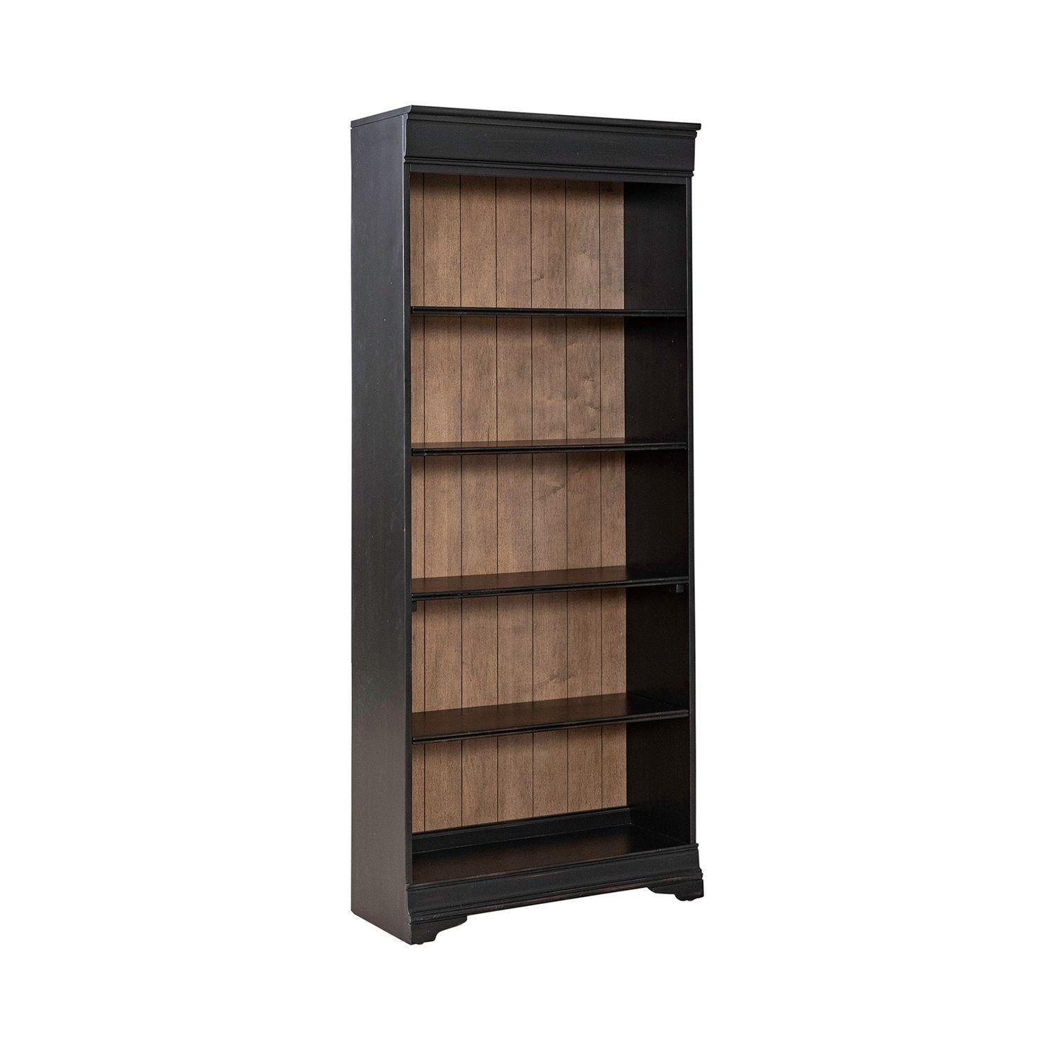 Liberty Furniture - Meritage 72 Inch Bookcase  in Aged Charcoal w/ Rub Thru & Caramel - 532-HO3072 veiw 1
