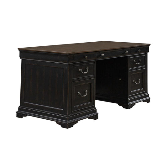 Liberty Furniture - Meritage Jr Executive Desk  in Aged Charcoal w/ Rub Thru & Caramel - 532-HO-JED veiw 2