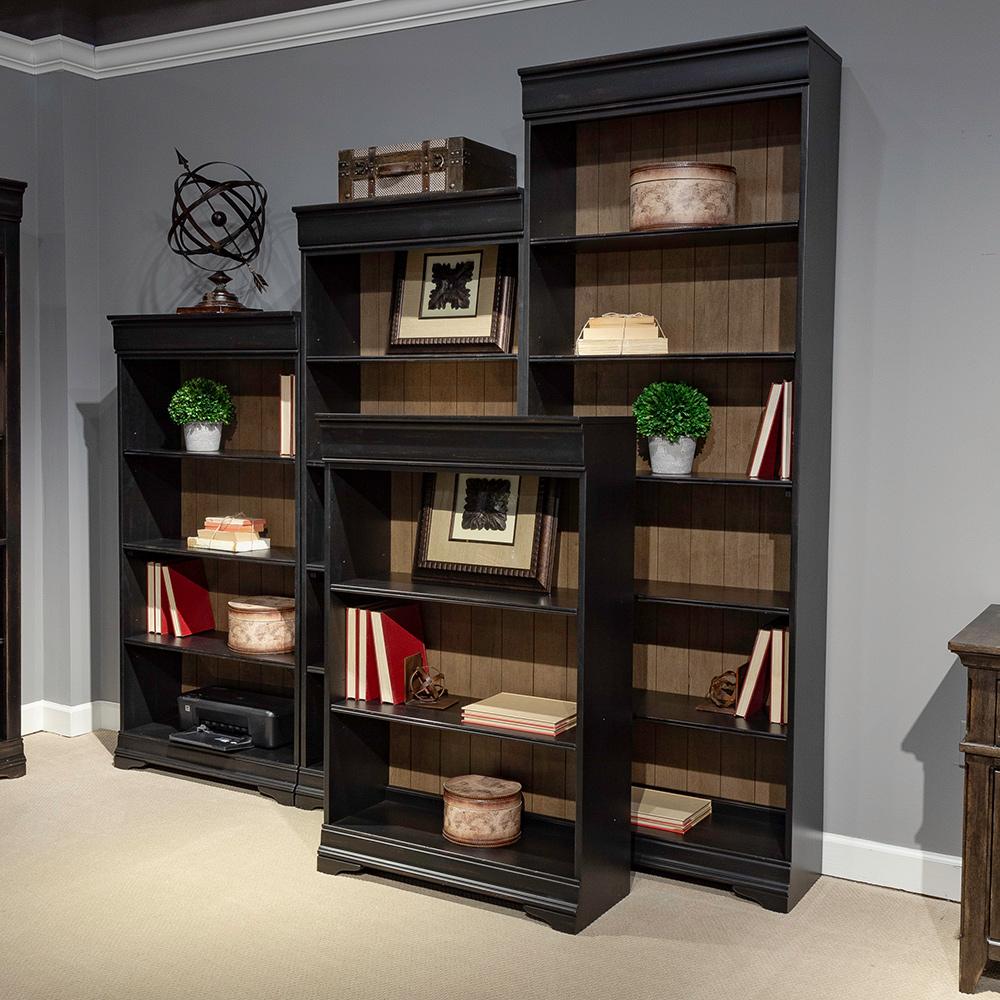 Liberty Furniture - Meritage Stepped Bookcase Wall  in Aged Charcoal w/ Rub Thru & Caramel - 532-HO-SBW veiw 1