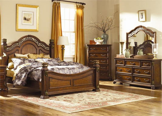 Liberty Furniture - Messina Estates 4 Piece Queen Poster Bed, Dresser & Mirror, Chest Set - 737-BR-QPSDMC veiw 1