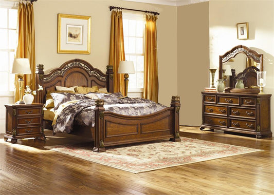 Liberty Furniture - Messina Estates 4 Piece Queen Poster Bed, Dresser & Mirror, Night Stand Set - 737-BR-QPSDMN veiw 1