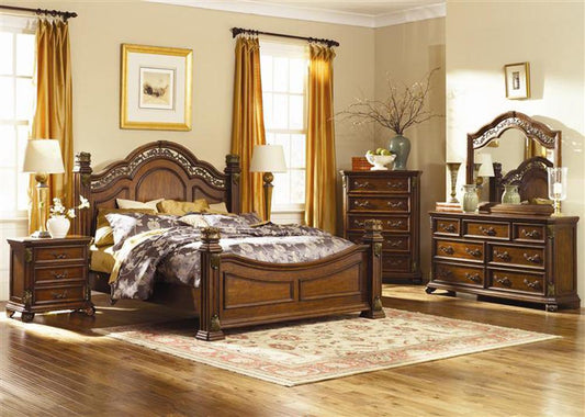Liberty Furniture - Messina Estates 5 Piece King Poster Bed, Dresser & Mirror, Chest, Night Stand Set - 737-BR-KPSDMCN veiw 1