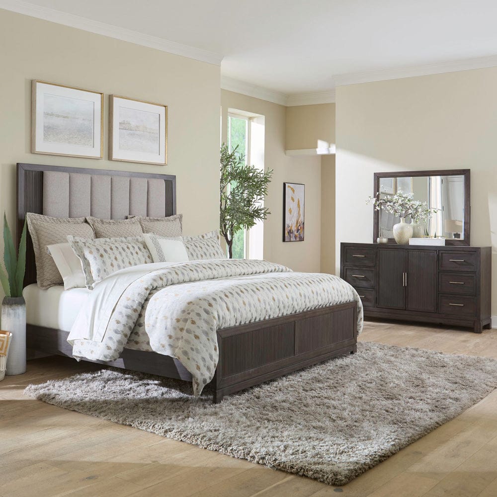 Liberty Furniture - Modern Edge - King Uph Bed, Dresser & Mirror in Brown - 313-BR-KUBDM view 1