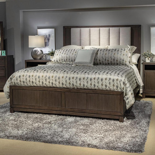 Liberty Furniture - Modern Edge Queen Upholstered Bed  in Caffe - 313-BR-QUB veiw 1