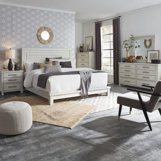Liberty Furniture - Modern Farmhouse King Platform Bed, Dresser & Mirror, Chest, Night Stand - 406W-BR-KPLDMCN veiw 1