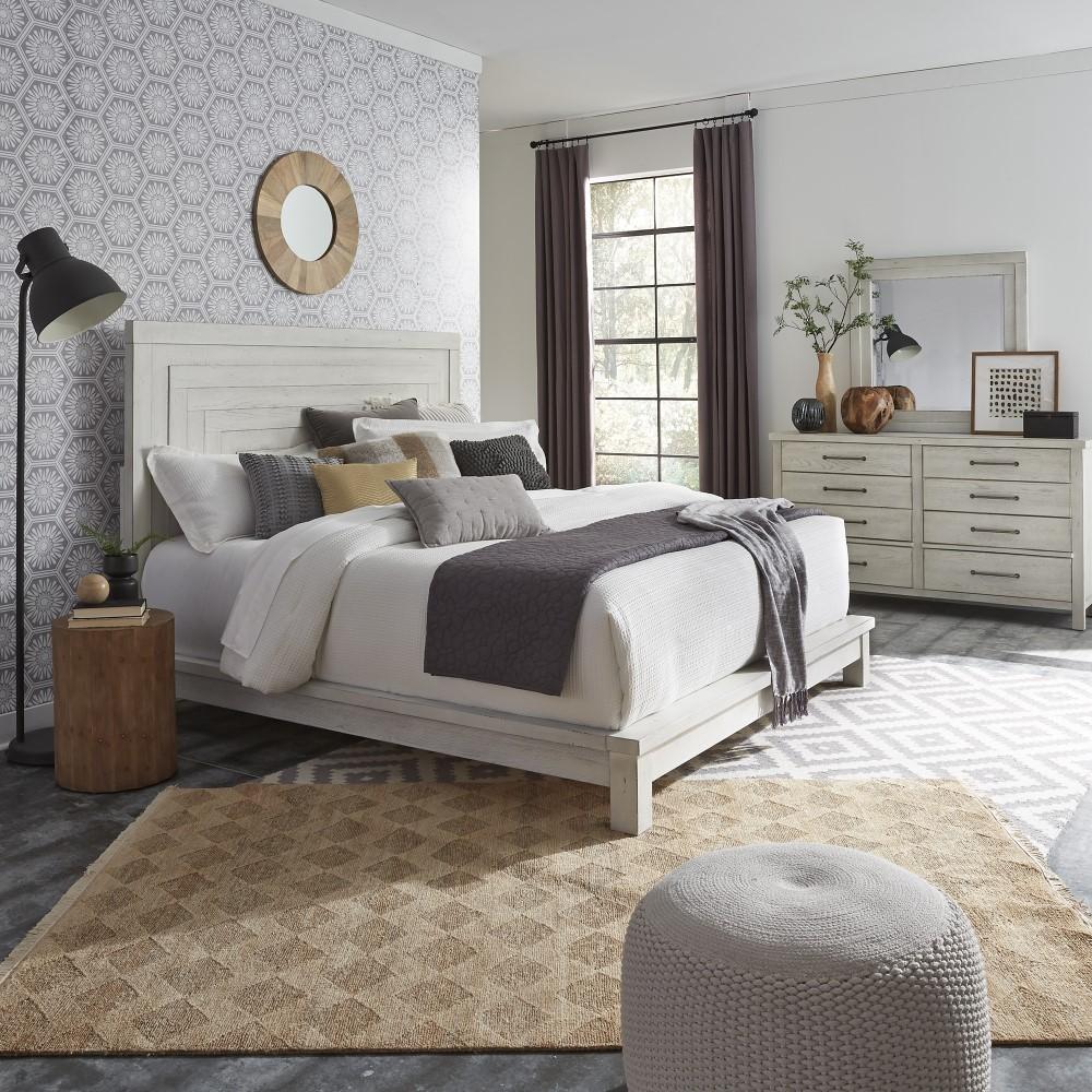 Liberty Furniture - Modern Farmhouse King Platform Bed, Dresser & Mirror - 406W-BR-KPLDM veiw 1