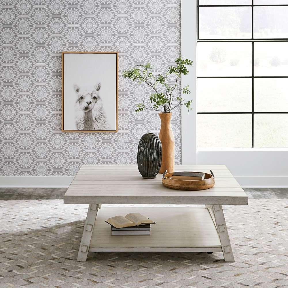 Liberty Furniture - Modern Farmhouse Oversized Square Cocktail Table - 406W-OT1014 veiw 1
