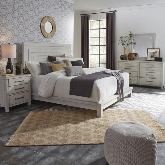 Liberty Furniture - Modern Farmhouse Queen Platform Bed, Dresser & Mirror, Night Stand - 406W-BR-QPLDMN veiw 1