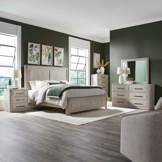 Liberty Furniture - Modern Play - King Panel Bed, Dresser & Mirror, Chest, Night Stand in White - 522-BR-KPBDMCN view 1