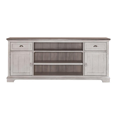 Liberty Furniture - Ocean Isle 72 Inch Entertainment TV Stand in Antique White w/ Weathered Pine - 303W-TV72 veiw 3
