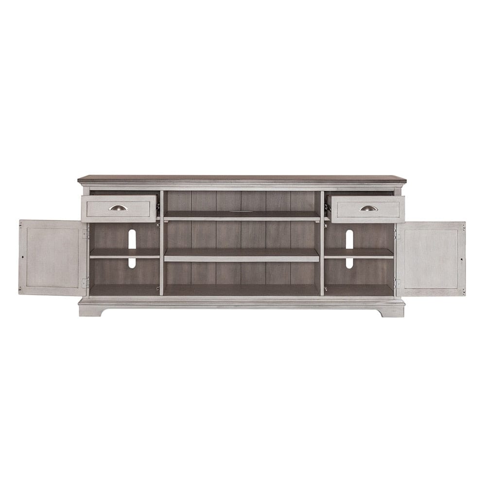 Liberty Furniture - Ocean Isle 72 Inch Entertainment TV Stand in Antique White w/ Weathered Pine - 303W-TV72 veiw 7