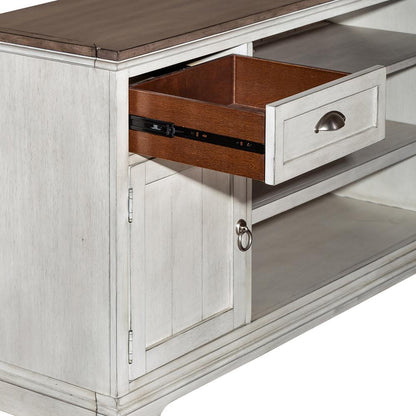 Liberty Furniture - Ocean Isle 72 Inch Entertainment TV Stand in Antique White w/ Weathered Pine - 303W-TV72 veiw 8