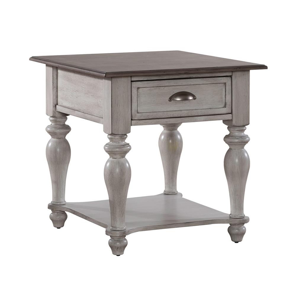 Liberty Furniture - Ocean Isle Drawer End Table in Antique White w/ Weathered Pine - 303W-OT1020 veiw 2