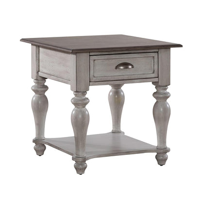 Liberty Furniture - Ocean Isle Drawer End Table in Antique White w/ Weathered Pine - 303W-OT1020 veiw 2