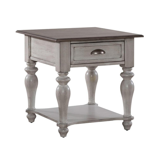 Liberty Furniture - Ocean Isle Drawer End Table in Antique White w/ Weathered Pine - 303W-OT1020 veiw 2
