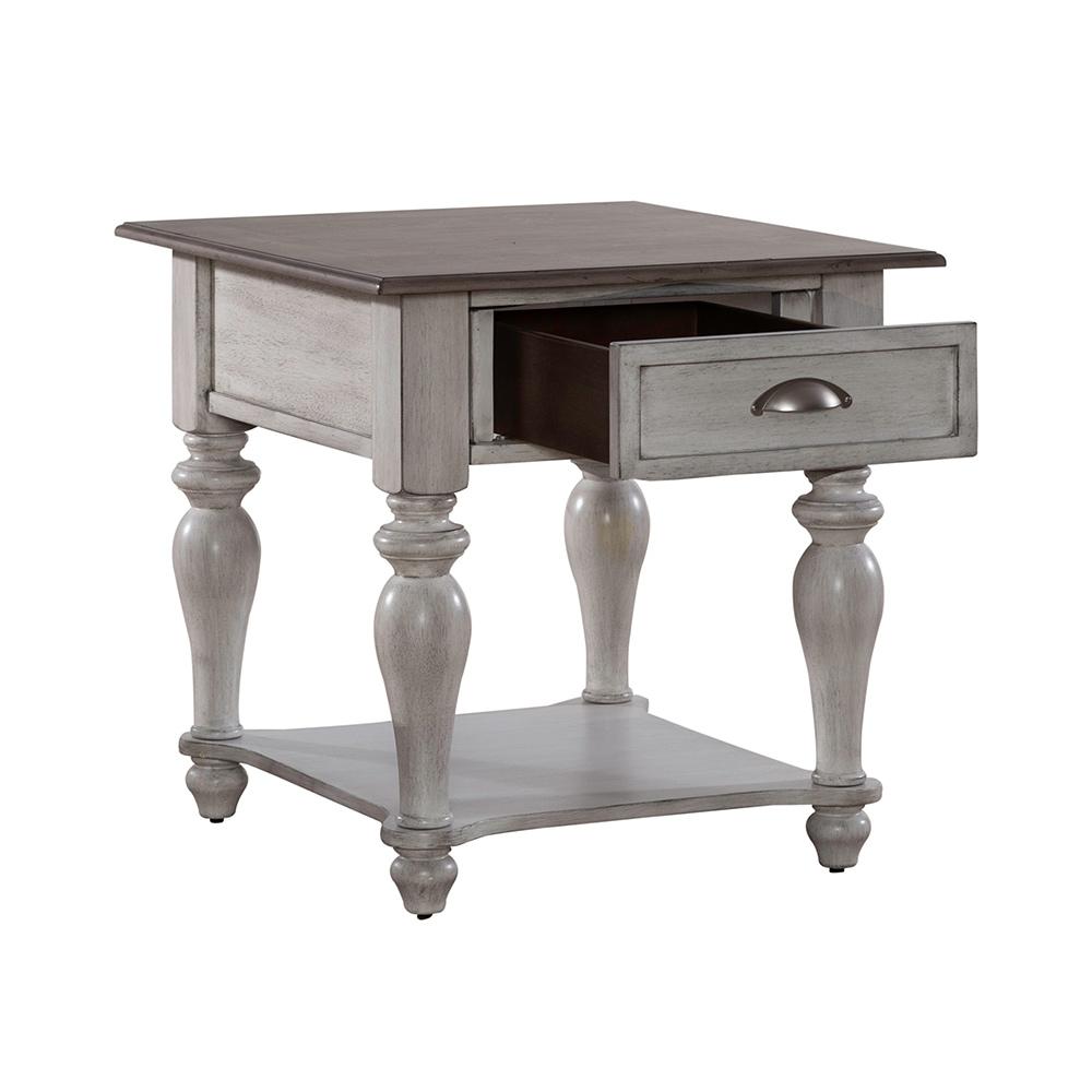 Liberty Furniture - Ocean Isle Drawer End Table in Antique White w/ Weathered Pine - 303W-OT1020 veiw 8