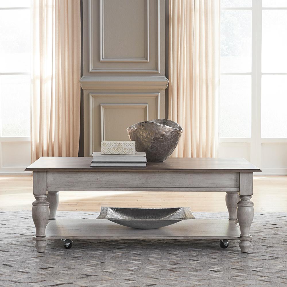 Liberty Furniture - Ocean Isle Rectangular Cocktail Table in Antique White w/ Weathered Pine - 303W-OT1010 veiw 1