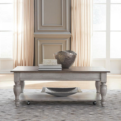 Liberty Furniture - Ocean Isle Rectangular Cocktail Table in Antique White w/ Weathered Pine - 303W-OT1010 veiw 1